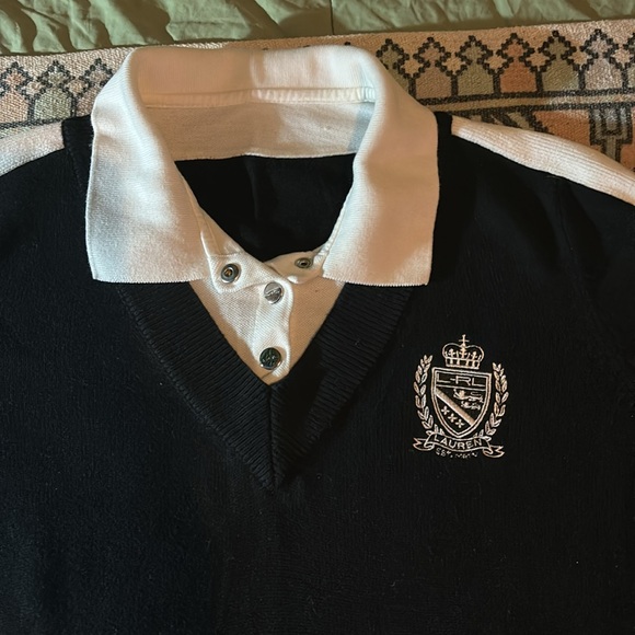 LRL long sleeve V neck knit sweater with polo collar - Picture 2 of 14